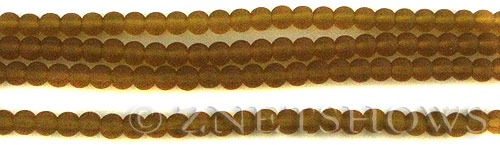 Cultured Sea Glass round Beads  <b>4mm</b> 17-Amber (48 pcs in 8-in-strand)   per  <b>5-strand-hank</b>