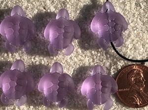 Cultured Sea Glass large hole seaturtle beads for corded jewelry designs <b>20x15mm</b> 39-Periwinkle Changes per <b>6-pc-bag</b>